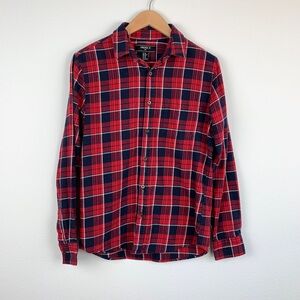 Forever 21 Men Red & Blue Flannel Long Sleeve Button Down Shirt